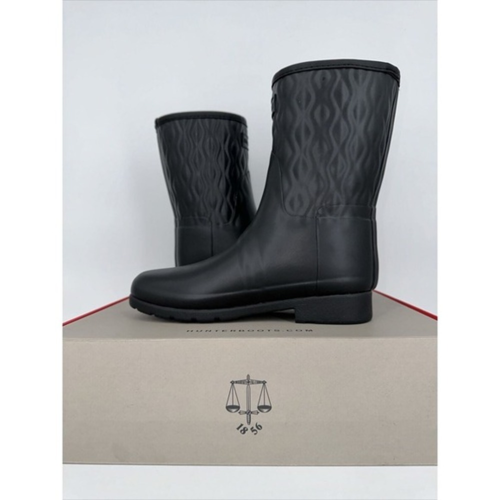 Hunter Original Refined Short Vertical Quilt Black Rain Boots US 8 WFS2238RMA - Picture 7 of 14